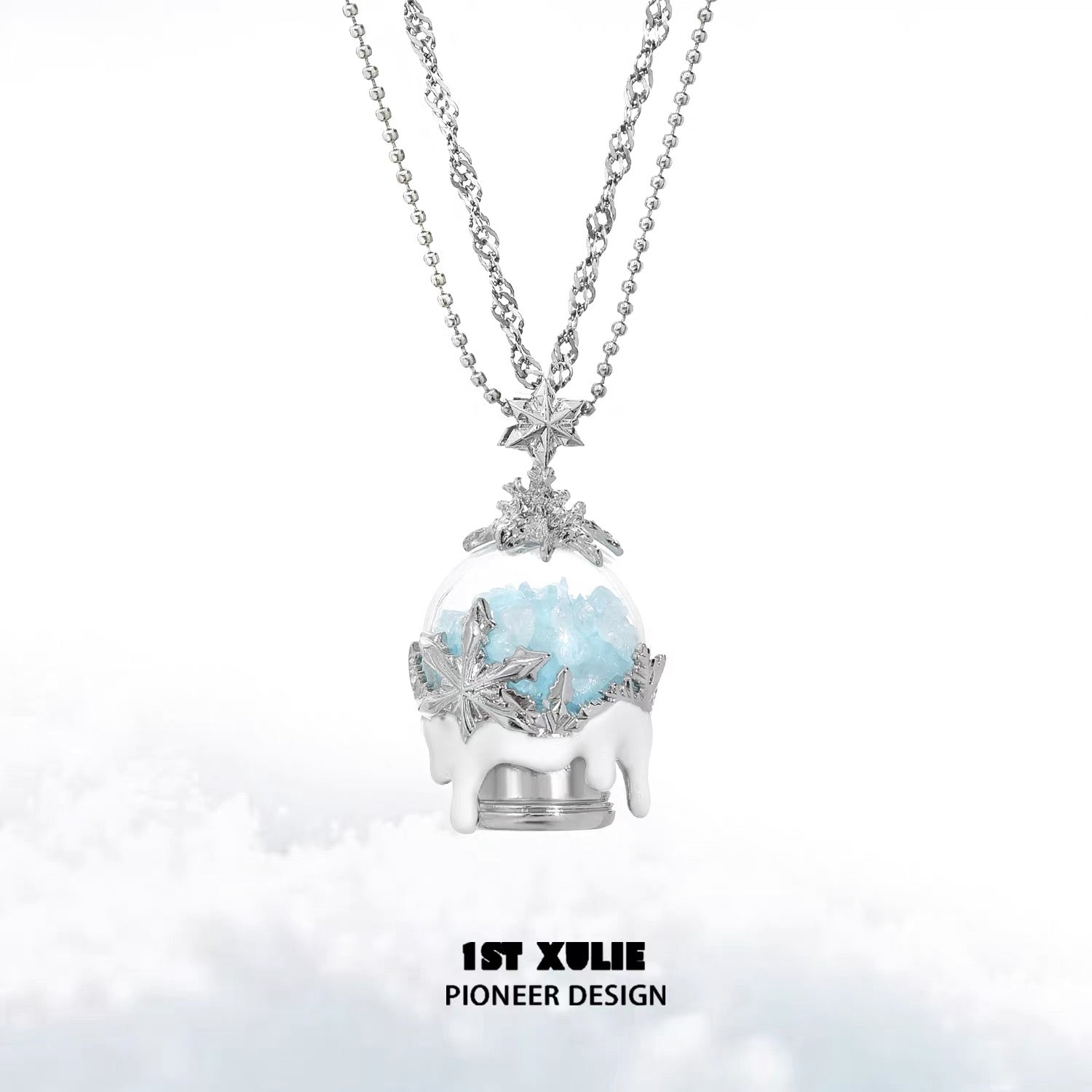 雪国之境 - The Snow Kingdom - Platinum Plating Snow Crystal Ball Necklace
