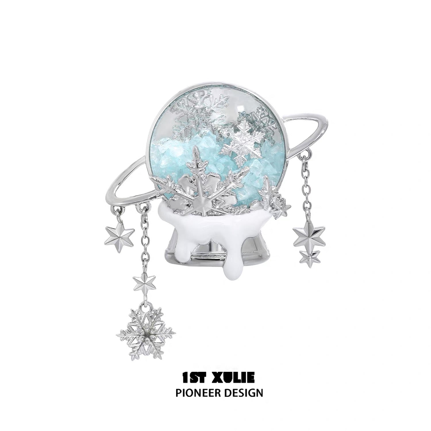 雪国之境 - The Snow Kingdom - Platinum Plating Crystal Ball Brooch