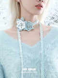 雪国之境 - The Snow Kingdom - Necklace Scarf with Alloy Snowflake Charms