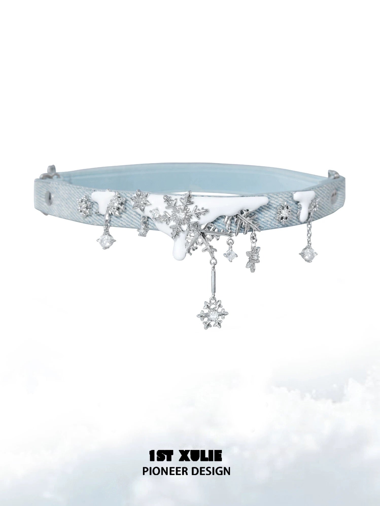 雪国之境 - The Snow Kingdom - Snowflakes Faux Leather Choker