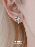 雪国之境 - The Snow Kingdom - Snowflakes S925 Silver Stud Earrings & Alloy Huggie Earrings